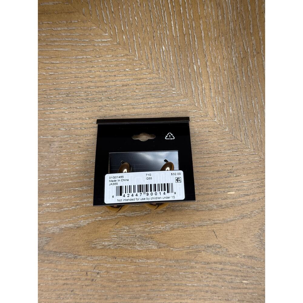 Anne Klein Gold Tone Drop Hoop Earrings Polished Statement Fashion Jewelry - Picture 2 of 2